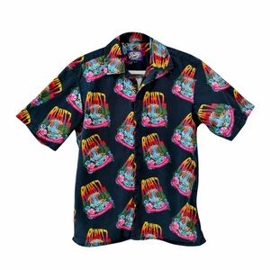 Runtz Worldwide Mens M Graphic Camp Shirt Loop Collar Streetwear Cotton